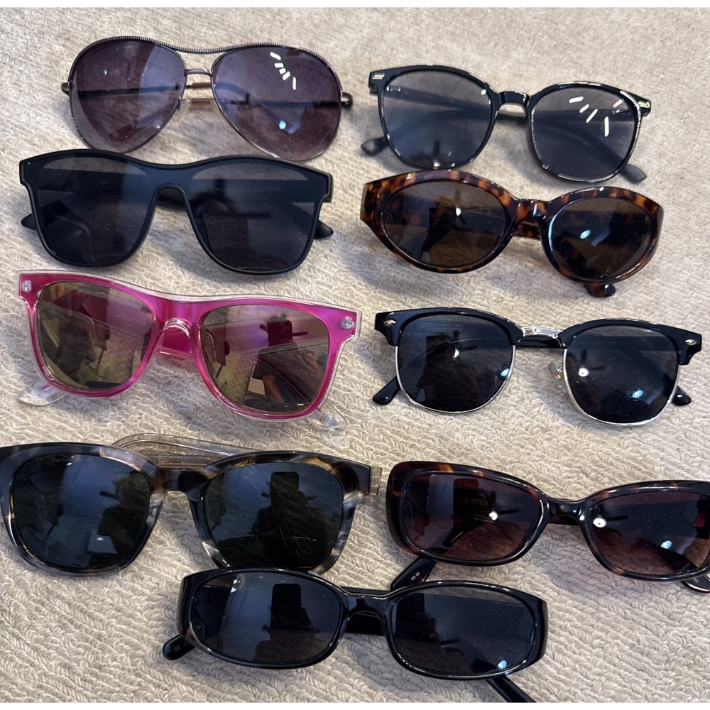 9 prs Cat Eye & Aviators sunglasses:Joe Boxer,Cariblue,Loft,Claiborne,LaDeesse+